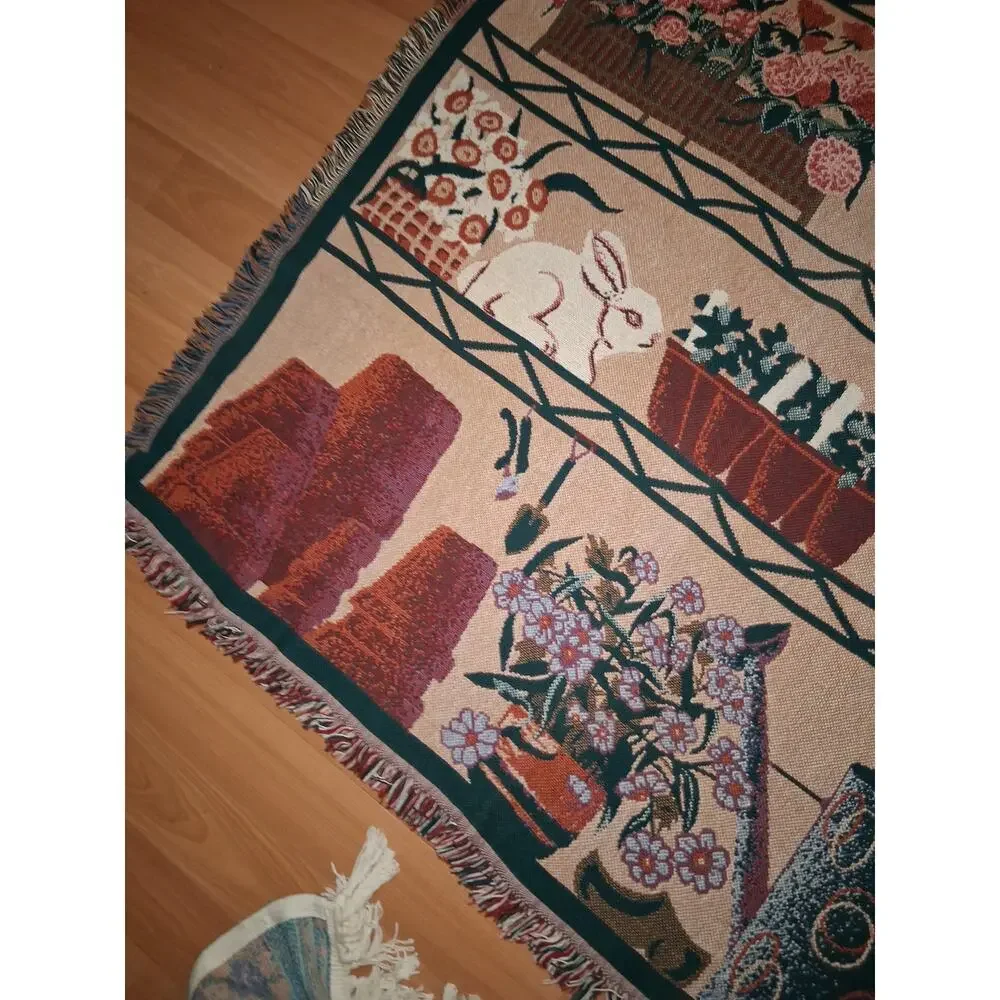 Goodwin Weavers Garden Tapestry Throw Blanket Cottagecore Crazy Plant Lady 70x48